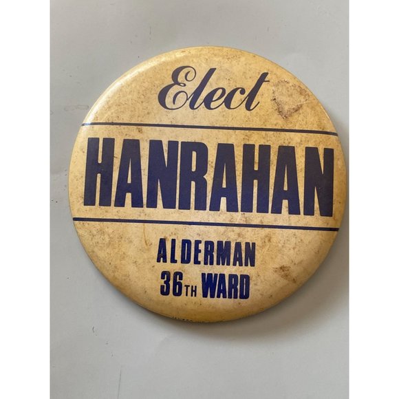 Vintage 60s Elect Edward V. Hanrahan ALDERMAN 36TH WARD Pinback Black Panther - Picture 1 of 3